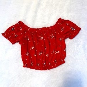 red/floral top